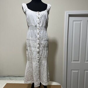 Idyllwind White Button-Front Midi Dress